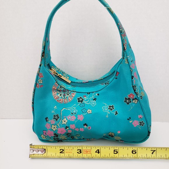 Brocade embroidered turquois mini purse. Americana by Shariff - Picture 7 of 8